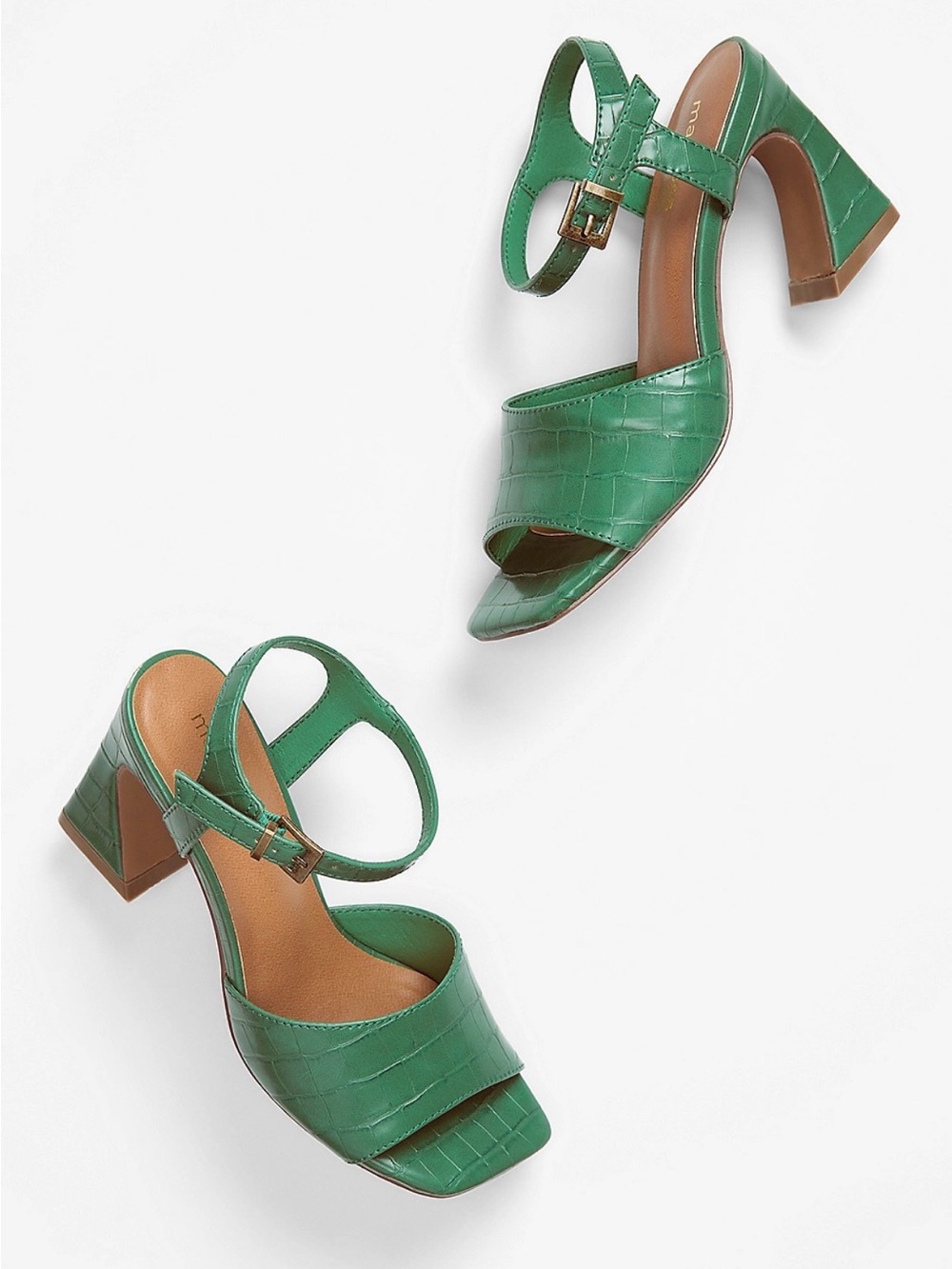 Maurices Green Croc-Embossed Block Heel Sandals